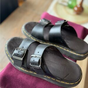 Dr. Martens Josef Analine Leather Slide Buckle Sandals